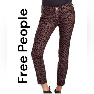 FREE PEOPLE Leopard Print Jeans Skinny Size 28